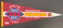 Load image into Gallery viewer, 1988 Washington Redskins Super Bowl XXII Full Size Pennant San Diego NFC Champs