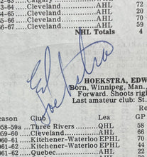 Load image into Gallery viewer, Tim Horton Autographed Signed Media Guide Page Toronto Maple Leafs NHL LOA JSA