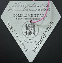 Load image into Gallery viewer, 1882 Monmouth Park Racetrack Season Pass Signed Autographed Track Owner Withers