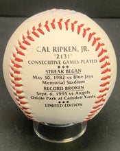 Load image into Gallery viewer, Cal Ripken Autographed 2131 Consecutive Games Played Fotoball Baseball Signed