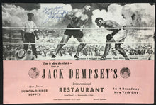 Load image into Gallery viewer, 1974 Jack Dempsey Autographed Broadway New York City Menu Signed Boxing