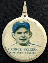 Load image into Gallery viewer, 1938 George Selkirk Our National Game PM8 Baseball Hero Pin Button Original Back