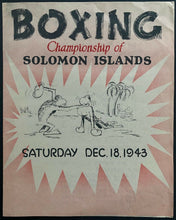 Load image into Gallery viewer, 1943 Vintage United States Forces Boxing Championships Program Solomon Islands