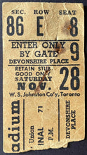 Load image into Gallery viewer, 1953 Grey Cup Canadian Rugby Union Ticket Varsity Stadium Hamilton vs Winnipeg