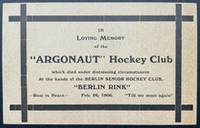 Load image into Gallery viewer, 1906 Argonaut Hockey Club Final Game @ Berlin Rink Unposted Postcard Vintage