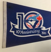 Load image into Gallery viewer, 1986 Toronto Blue Jays Baseball Pennant MLB 10th Anniversary Major League MLB