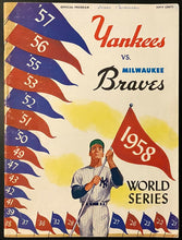 Load image into Gallery viewer, 1958 MLB Baseball World Series Vtg Program New York Yankees v Milwaukee Braves