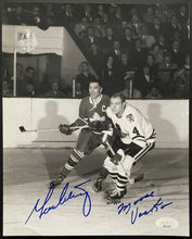 Load image into Gallery viewer, George Armstrong + Elmer Vasko Autographed Leafs / Hawks NHL Hockey Photo JSA