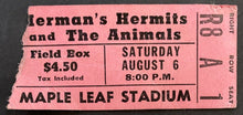Load image into Gallery viewer, 1966 Herman's Hermits Concert Program Ticket Stub Eric Burdon The Animals