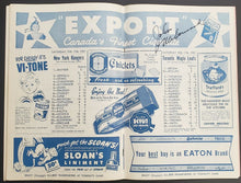Load image into Gallery viewer, 1951 Maple Leaf Gardens NHL Program Leafs Rangers Signed Lineup John McCormack