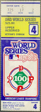 Load image into Gallery viewer, 1983 World Series Baseball Ticket Game 4 Phillies vs Orioles icert NM+7.5
