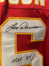 Load image into Gallery viewer, Len Dawson Signed Custom Kansas City Chiefs Display Jersey Autographed JSA COA