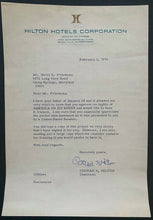 Load image into Gallery viewer, Conrad Hilton Autographed Signed Letter Hilton Letterhead + Family Card LOA