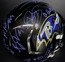 Load image into Gallery viewer, 2019/20 Baltimore Ravens Team Signed x23 Riddell Helmet Beckett Jackson Harbaugh