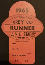 Load image into Gallery viewer, 1965 Runner Pass Grey Cup Canadian National Exhibition Hamilton vs Winnipeg