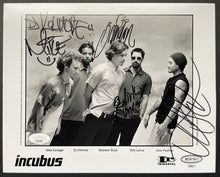 Load image into Gallery viewer, Incubus All Members Autographed Signed Promo B&W Photo + Backstage Pass JSA VTG
