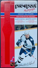 Load image into Gallery viewer, c 1980s Pro-Sport Facsimile Autograph Quartz Watch Backing Cards NHL Hockey VTG