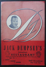Load image into Gallery viewer, 1964 Jack Dempsey New York City Restaurant Menu + Special Cocktail Card Boxing