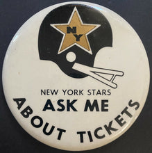 Load image into Gallery viewer, 1974 New York Stars World Football League Vintage Pin Back NOS WFL Pinback