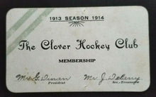 Load image into Gallery viewer, 1913-14 The Clover Hockey Club Membership Identification Card Rare Old Vintage