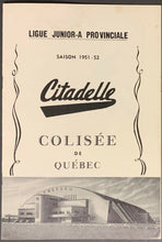 Load image into Gallery viewer, 1951-52 Quebec Colisee Junior Hockey League Program Citadelle vs Notional NHLERS