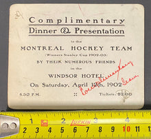 Load image into Gallery viewer, 1902 Vintage Montreal Hockey Club Archie Hooper Photo and Dinner Invitation