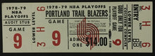 Load image into Gallery viewer, 1978-79 NBA Playoffs Basketball Ticket Portland Trail Blazers Game 9