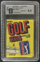 Load image into Gallery viewer, 1981 Donruss Golf Unopened Wax Pack Cards Jack Nicklaus Rookie Showing GA 8.5