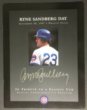 Load image into Gallery viewer, 1997 Ryne Sandberg Day Baseball Program Wrigley Field MLB Chicago Cubs