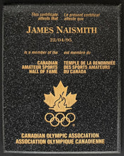 Load image into Gallery viewer, 1995 James Naismith Hall of Fame Certificate Plaque Canada Basketball CBF LOA