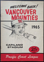 Load image into Gallery viewer, 1965 Vancouver Mounties Capilano Stadium Pacific Coast League Baseball Program