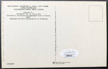 Load image into Gallery viewer, Bob Feller Signed Hall Of Fame Plaque Autographed Postcard Indians MLB HOF JSA