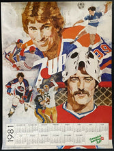 Load image into Gallery viewer, 1981 Vintage 7Up Promotional Calendar Featuring Oilers Wayne Gretzky Gary Carter
