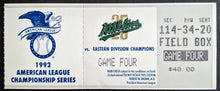 Load image into Gallery viewer, 1992 MLB ALCS Game 4 Ticket Stub Toronto Blue Jays Oakland A's Baseball VTG