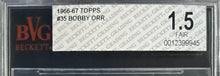 Load image into Gallery viewer, 1966-67 Topps Hockey #35 Bobby Orr Rookie Card Bruins RC Beckett Graded 1.5 BVG