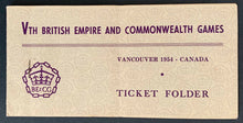 Load image into Gallery viewer, 1954 British Empire Commonwealth Games Vancouver Ticket Folder + Cycling Ticket
