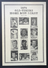 Load image into Gallery viewer, 1979 Old Timers Home Run Derby Lineup Card MLB Baseball Hank Aaron Willie Mays