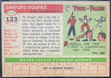 Load image into Gallery viewer, 1955 Topps #123 Sandy Koufax Brooklyn Dodgers Baseball MLB Card KSA EX 5