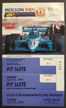 Load image into Gallery viewer, 1991 Exhibition Place Toronto Molson Indy Race Day Pit Suite Racing Ticket