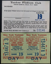 Load image into Gallery viewer, 1977 Yankee Stadium Unused Ticket New York Yankees vs Baltimore Orioles MLB