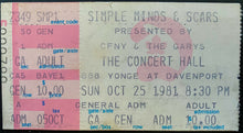 Load image into Gallery viewer, 1981 Simple Minds + Scars Vintage Original Toronto Concert Hall Ticket Stub
