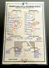 Load image into Gallery viewer, 2012 Game-used Line-up Card Toronto Blue Jays At Baltimore Orioles MLB Authenticated