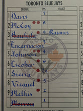 Load image into Gallery viewer, 2012 Game-used Line-up Card Toronto Blue Jays At Baltimore Orioles MLB Authenticated