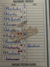 Load image into Gallery viewer, 2012 Game-used Line-up Card Toronto Blue Jays At Baltimore Orioles MLB Authenticated