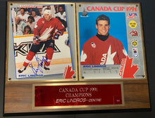 Load image into Gallery viewer, Signed Eric Lindros 1991 Canada Cup Plaque Photo Team Canada LOA