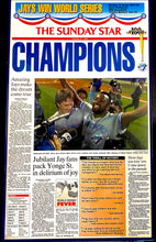 Load image into Gallery viewer, Framed Toronto Blue Jays Sunday Star Front Cover Replica 1992 World Series Win