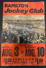 Load image into Gallery viewer, 1930s Hamilton Jockey Club Horse Racing Advertisement Broadside