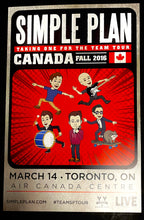 Load image into Gallery viewer, 2016 Simple Plan Original Concert Tour Toronto Show @ACC Poster