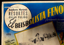 Load image into Gallery viewer, Circa 1940s “El Beisbolista Fenómeno” Mexican Movie Poster Baseball Comedy