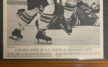 Load image into Gallery viewer, 1972 Framed Toronto Star Front Page Paul Henderson Wins It For Canada Hockey